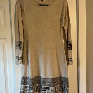 Poof! Tan and Gray Long Sleeve Knit Sweater Dress